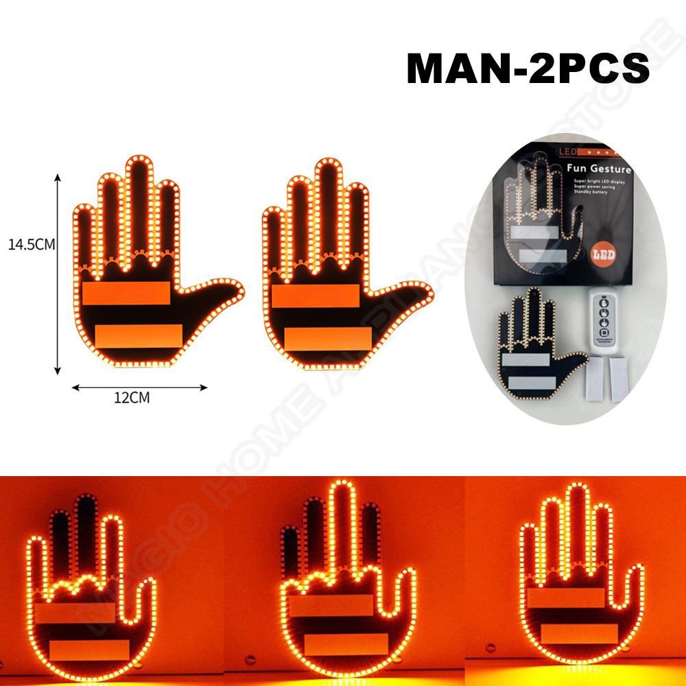 Car Finger Light with Remote Control Cool Funny Car Interior Light Finger Up LED Middle Finger Hand Lamp Rear Windshield LED