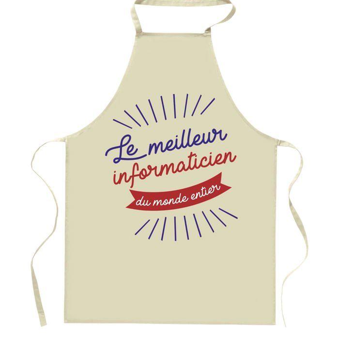 Tablier de cuisine - Informaticien Meilleur du Monde - Impression bretonne - Coton résistant - Made in France