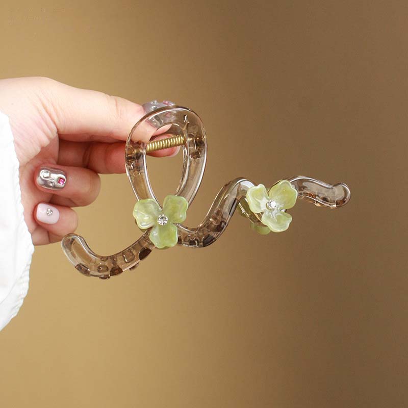 Korean Candy Color Flower Wave Hair Claw for Women Girls Fashion Design Acrylic Large Hair Claws Crab Hairpin Hair Accessories