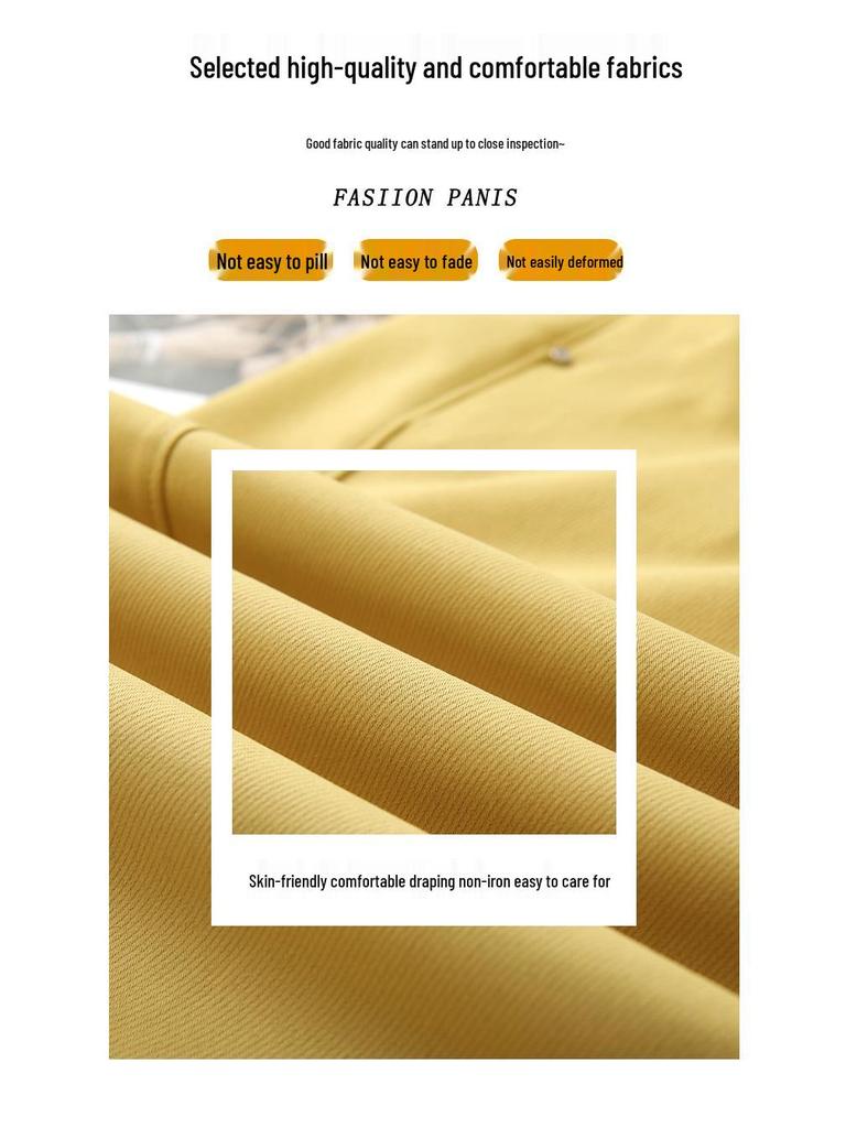 Women's Spring 2026 Nine-Tenth Length Curved Leg Wide-Leg Pants - Loose, Petite, Straight-Leg Suit Style