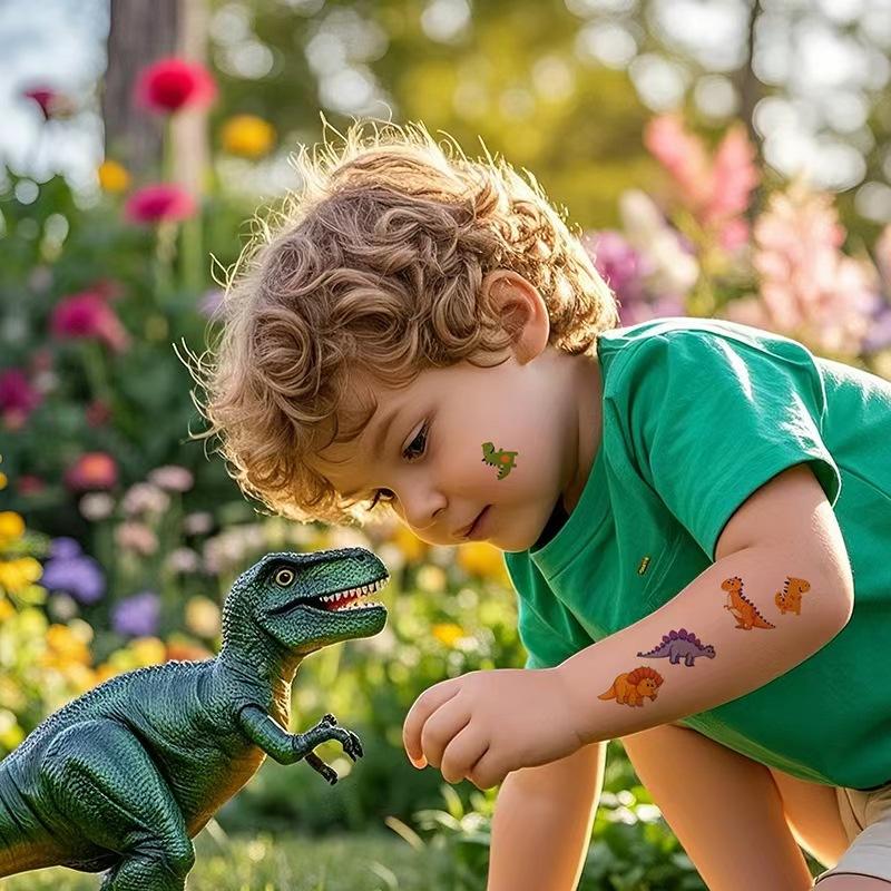 Cross Border Cartoon Children's Dinosaur Tattoo Stickers Kindergarten Party Rewards One-time Waterproof Personalized