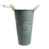 Retro Style Metal Flower Pot Vintage Buckets, Rustic Vases with Handles, Floral Containers, Wide Balcony Arrangement Holder Mouth Plant Display