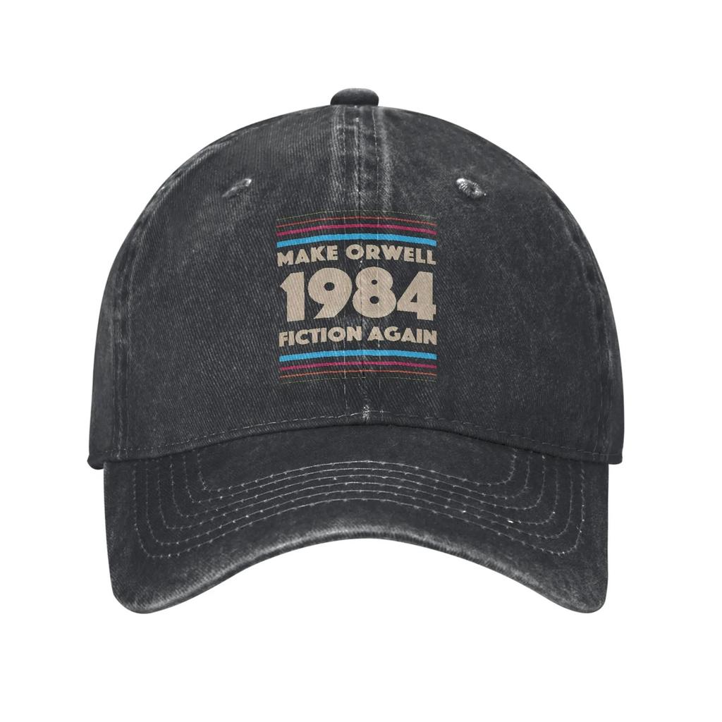 Vintage 1984 Make Orwell Fiction Again Baseball Cap Distressed Denim Sun Cap Dystopian World Outdoor Adjustable Hats