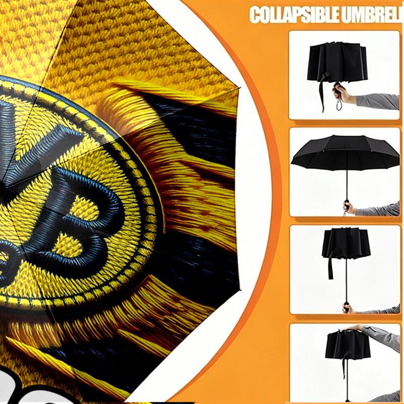 Custom Name Personalized Borussia Dortmund Print Umbrella, Auto Open Close, 8‑Rib Sturdy Frame, Commute Camping Hiking Use, Birthday Gift