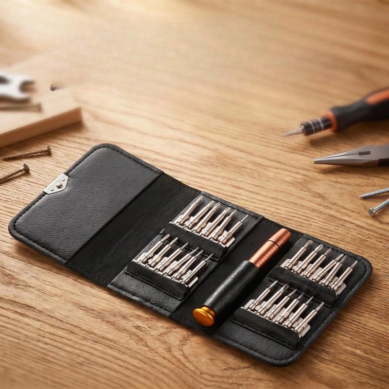 1Pc Screwdriver 25 in 1 Combination Screw Batch Leather Bag Mobile Phone Glasses Repair Disassembly Tool Set Disassembly