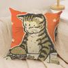 Artisian Drunk Cats Cushion Cover Silky Short Plush Invisible Zipper Dustproof Sofa Pillow Case for Home Decor