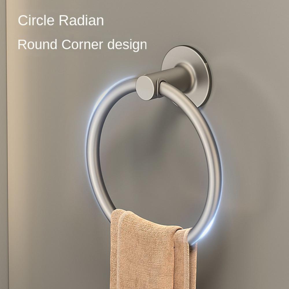 Save Space Towel Ring Hangers Wall Mounted Hand Towel Ring Modern Punch Free Towel Ring  Bathroom