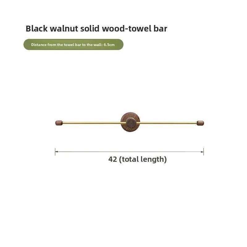 Walnut Wood Metal Towel Rack Bathroom Wall Mounted Storage Rack Wall Shelf Portability Towel Rack Storage Organizer Clothes Hook