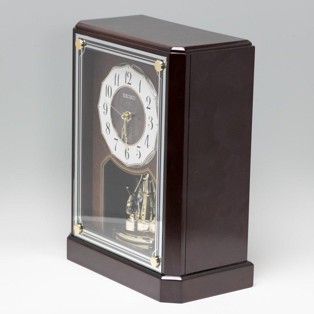 Seiko Analog Table Rotating Wooden Dark Brown Wood BY243B SEIKO Clock, Radio-Controlled Clock, Ornament, Frame, Finish,
