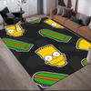 Bart Simpson Flannel Printed Carpet, Home Sofa Decoration for Living Room & Bedroom, Non‑Slip Play Flannel Floor Mat for Game Room