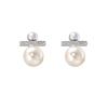 Elegant Post Earrings With High-Shine Imitation Pearl Cubic Zirconia Geometric Minimalist Design Multi-Wear Studs
