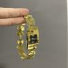 Temperament Fashion Retro Classic Gold Alloy Square Watch Diamond Hollow Bracelet Ladies Watch