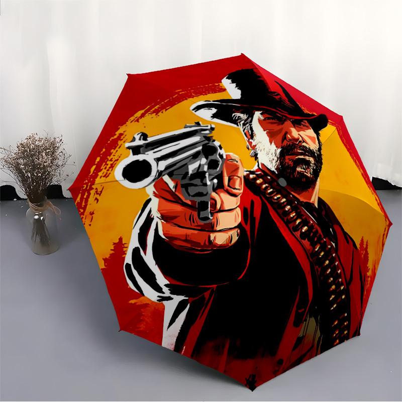 Cowboy Red Dead Redemption Auto Open/close, 8-Rib Iron Frame, Compact Folding Windproof Umbrella All-Season  0808091