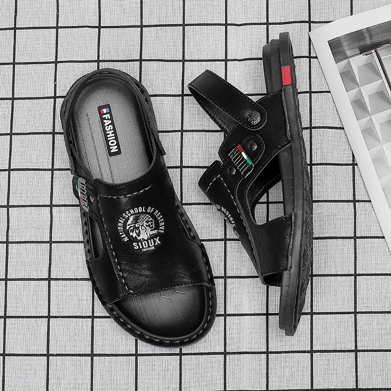 Fashion Summer Casual Leather Men Sandals Comfortable Antiskid Beach Walking Shoes New Flat Designer Outdoor Breathable Business Sandals