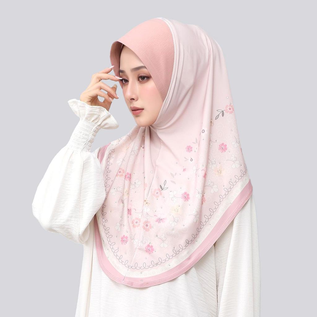 New Malaysia Women Hijabs Shawl Floral Print Diamond Fashion Arab Elastic Head Wrap Bonnet Long Scarf Scarves Turban Cap