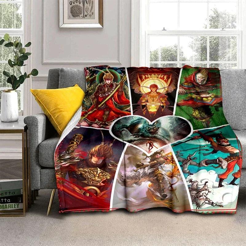 Fantasy The Monkey King Cartoon Blanket Warm Flannel Throw Blanket Bedspread for Bed Sofa Picnic Christmas Birthday Boys Gifts