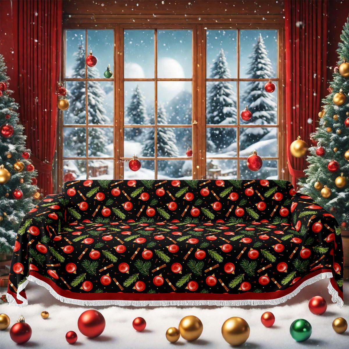 

2026 New Christmas Style Sofa Throw Blanket Cat-Proof, All-season Universal Sofa Cover Living Room Sofa Covers Christmas Decor 180x130cm
