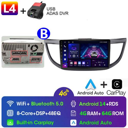 Android 14 For Honda CR-V CRV 2012 - 2015 GPS Carplay Auto Car Radio Multimedia Video Player Stereo WIFI 4G BT RDS 7862S