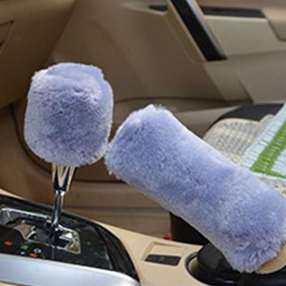 1 Pair of Plush Plush Handbrake Cover Set Soft Handbrake Grip Covers Manual Transmission
