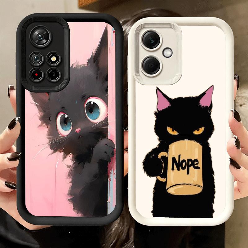 Phone Case for Xiaomi Redmi Note 15 14 13 Pro Plus Black Cat Cartoon Cute Shell 12S 11 11S 11T 5G 14S Soft Silicone Funda