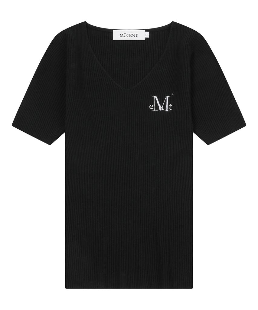 Mucent Zero V-Neck Short Sleeve Ribbed Knit (2 Colors)