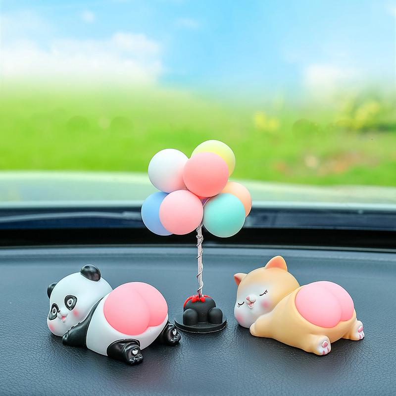 Car Accessories Decor Funny Pig Doll Panda Rabbit Beat On The Buttocks Relax While Driving Fidget Toy Central Console Decoration