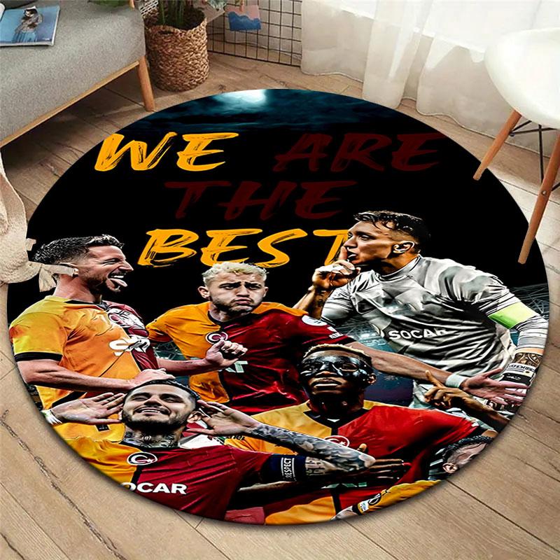 Galatasaray SK Round Area Rug,Carpet Rug for Living Room Bedroom Sofa Playroom Decor,Non-slip Floor Mat