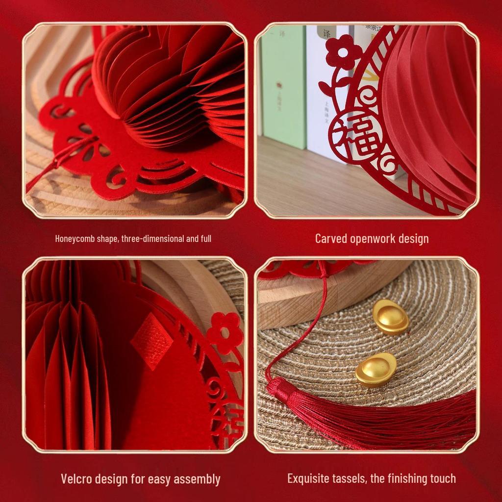 3D Horse Year Chinese Lantern Honeycomb Hanging Ornament for 2026 Spring Festival