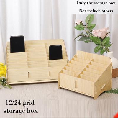 12/24 Grids Wood Household Storage Case Desk Organizer Box