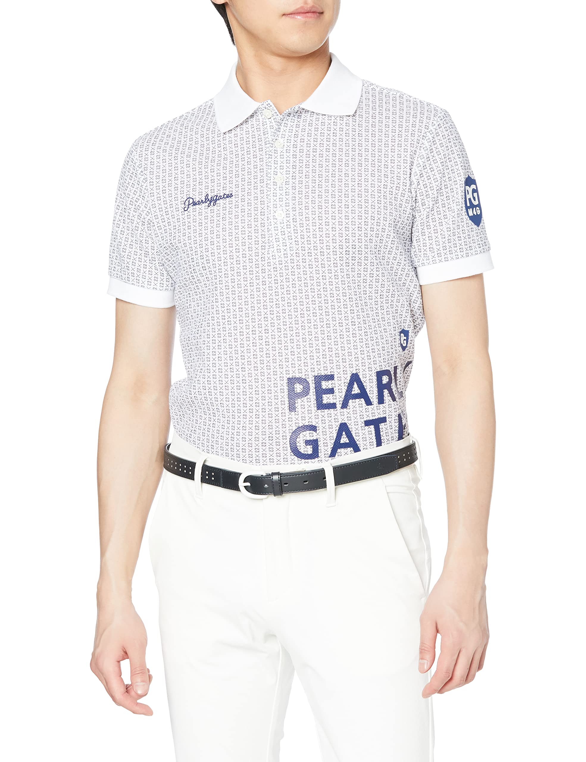 

polo honeycomb PG small pattern pattern 6 [PEARLY GATES] Men s short-sleeved shirt, river, / 053-3160405 031_small [LL]