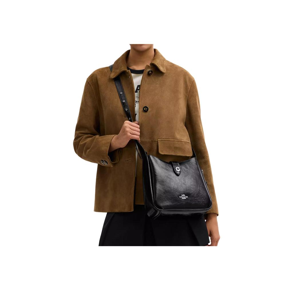 Coach Hadley 24 Wrinkled Patent Leather Convertible Crossbody Bag Women Bags Black CCF02-SVBK