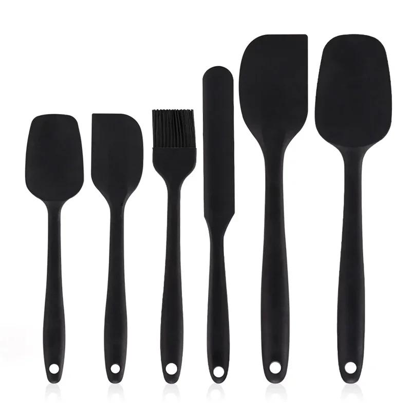6 Pieces Silicone Spatula Set Non-Stick Heat Resistant Spatula Oil Brush Cream Mixing Spoon for Cooking Baking Mix Baking Tools
