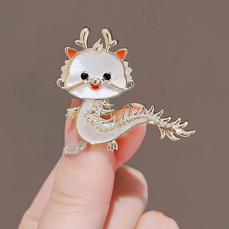 Cartoon Imitation Shell Dragon Brooch For Women Chinese Zodiac Dragon Badge Cute Animal Pins Clothing Accessories Jewelry Gift