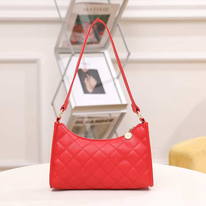 Women's Diamond Lattice Baguette Bag One-shoulder Crossbody Underarm Bag