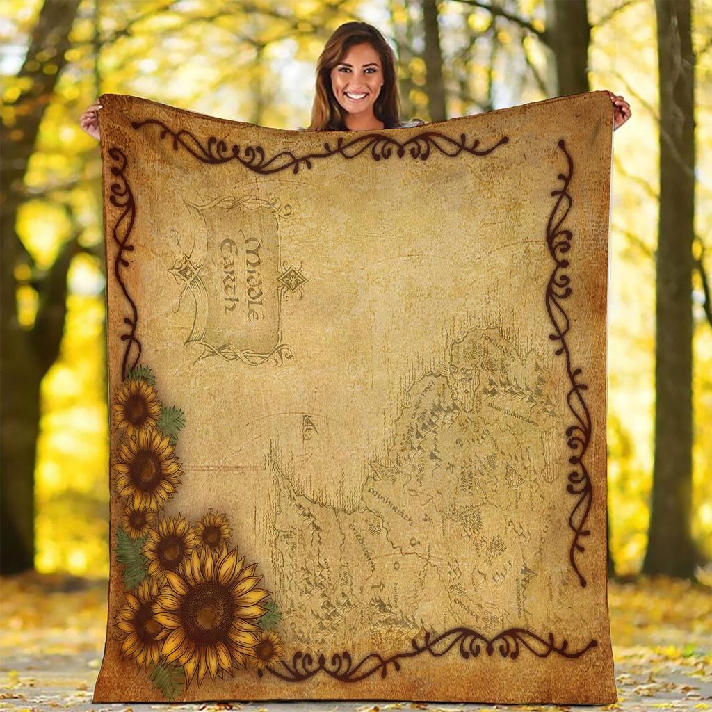 Blanket Middle Earth Map Blanket Super Soft Velvet Blanket Lightweight Bed Blanket Quilt Durable Home Decoration Fleece Blanket
