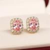 Cute Female Small White Pink Zircon Stone Stud Earrings Vintage Gold Color Wedding Party Gift  For Women