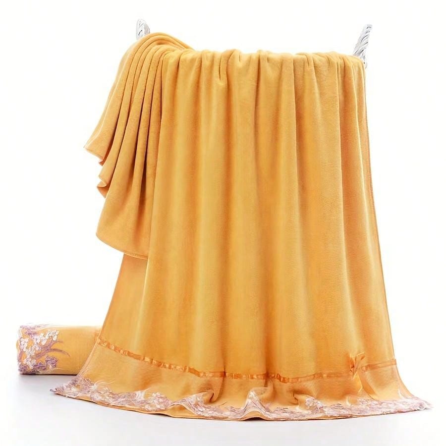 Conjunto de 3 peças de luxo com borda de renda, toalhas de fibra superfina - ultramacia, secagem rápida, sem desbotamento, toalha de banho de tecido misto, lavável à máquina