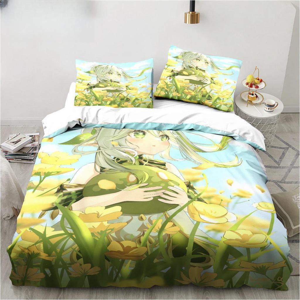 New Genshin Impact Nahida Kawaii Cute Cartoon Nahida King Twin Double Child Bedding Set Microfiber or Polyester Duvet Cover Set