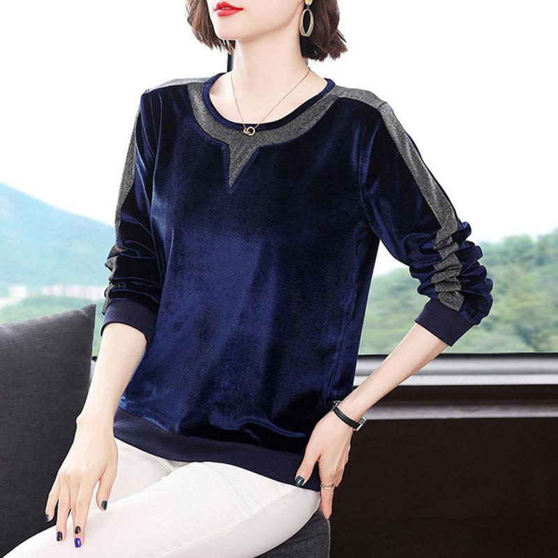 Sweatshirt for Women Autumn Winter Oversized Round Neck Cotton Long Sleeved Shirt Loose Casual Pullover Sweatshirt