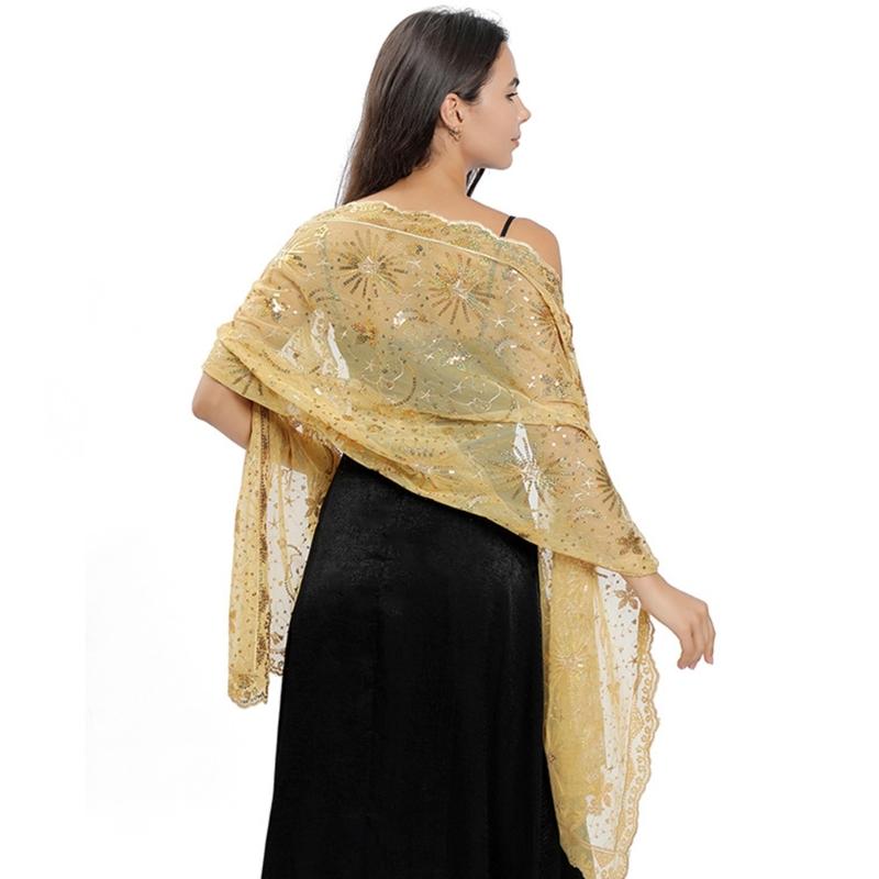 Woman Sequins Decor Embroidery Scarf for Summer Wedding Party Sunproof Supplies
