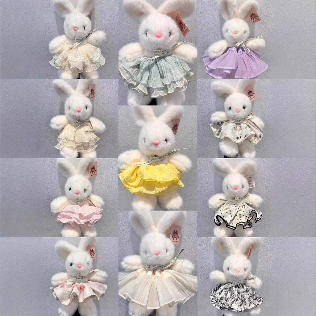 Cute Little White Rabbit Plush Toy Floral Skirt Rabbit Doll Grab Machine Doll Girl Birthday Gift
