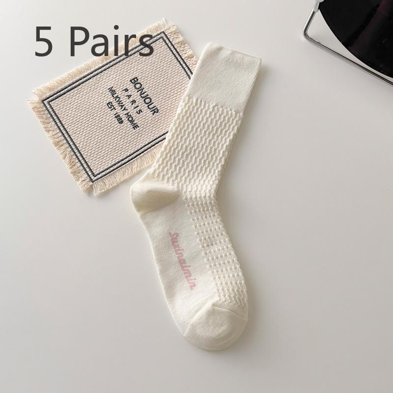 5 Pairs of Female Autumn and Winter Fashion New Cotton Tube Pile Socks