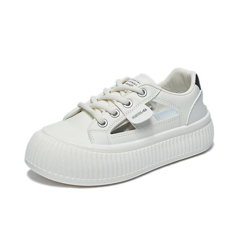 Nuove Scarpe Bianche Traspiranti Estive da Donna con Design Traforato Casual da Pattinaggio Suola Spessa Versatili Scarpe Sponge Cake