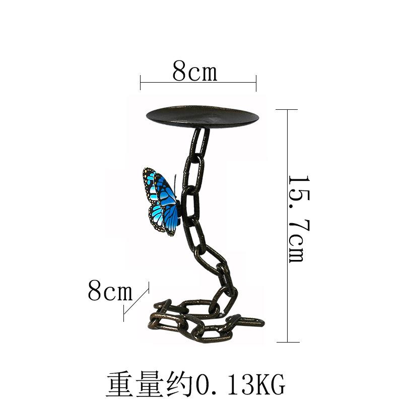 Matte Black Iron Pillar Candle Holder with Magnetic Butterfly Retro Decoration for Living Room, Creative and Interesting