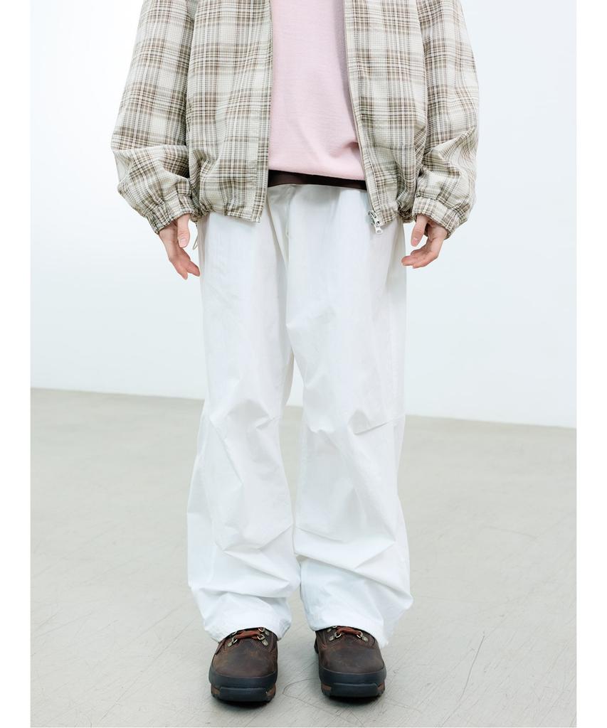 Saendeusaundeu (Unisex) Parachute Banding Pants White