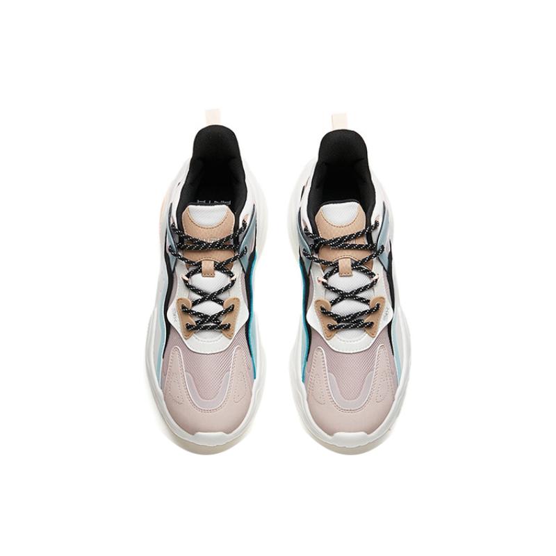 Anta Chunky Sneakers Women's Low Top Lotus Gray/Ivory White/Black Sneakers 122218812-4