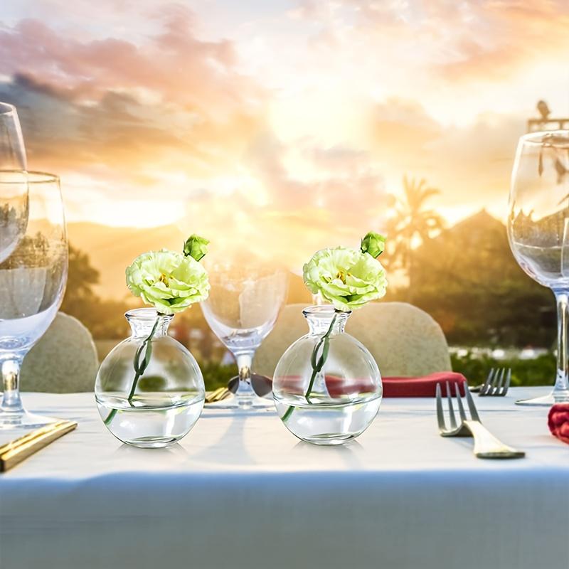 Set of 12 Small Glass Spheres Vase,h 4inch Unique Mini Low Sitting Vase,transparent Floral Centerpiece for Home Decor,wedding,floral Arrangement, Eve