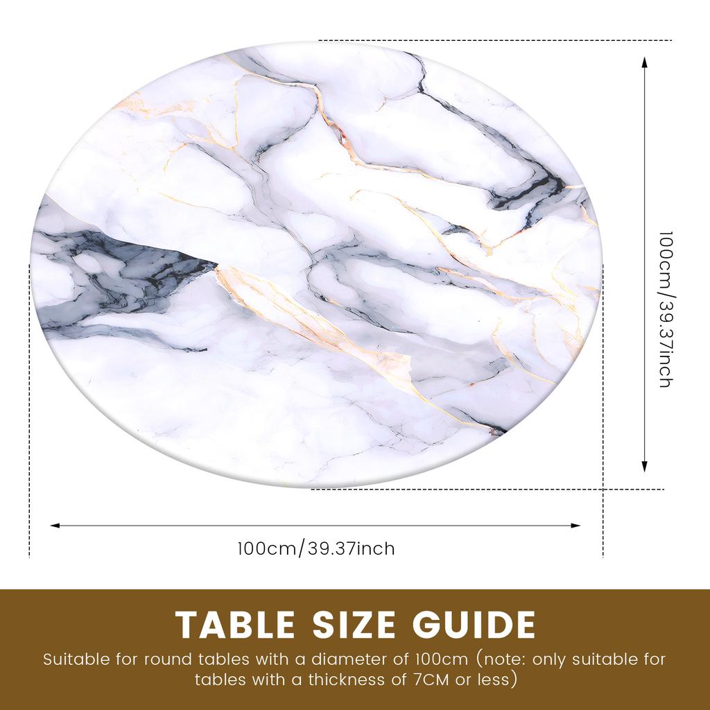 Elastic Round Table Cloth Polyester Waterproof Dining Table Cloth Oil-Proof Kitchen Circle Table Cover for Decor Diameter 100cm
