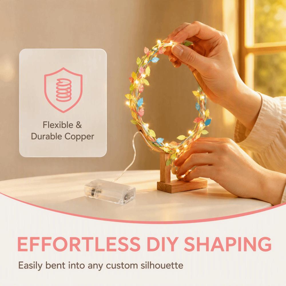 2pcs 2m Length Vine String Lights Fabric Leaves Design Color Leaves Light  Home Decoration