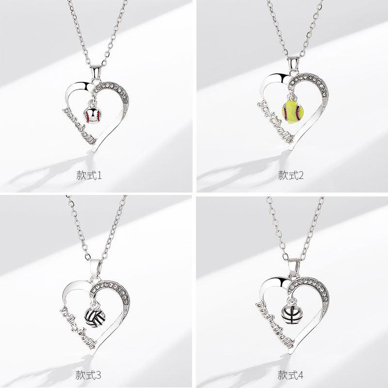 Kids Sports Necklace Volleyball Softball Basketball Baseball Pendant Christmas Gift Jewelry Accessory For Boys And Girls